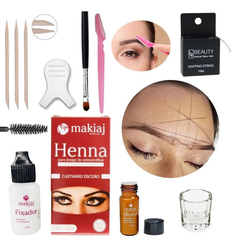 Kit Para Diseño Y Perfilado De Cejas Con Hilo Y Henna Maping