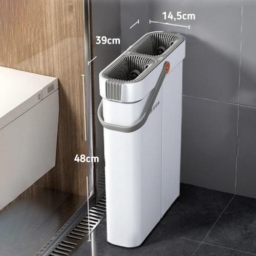Mop Flat Esfregão Rodo E Balde 17l 2 Refil 40cm Cabo 143cm