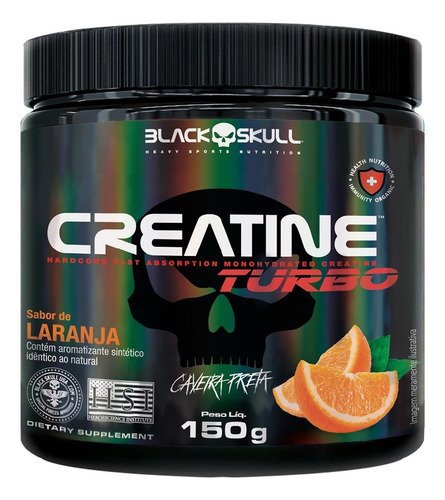 Creatina Turbo Hardcore Pura Monohidratada 150g Black Skull