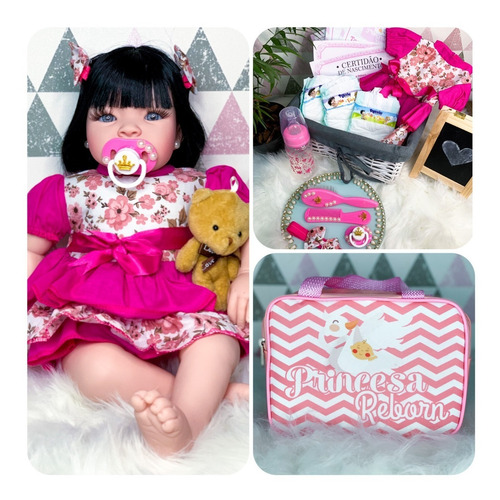 Imagem 1 de 6 de Boneca Bebê Reborn Menina+ 18 Itens Com Bolsa Maternidade