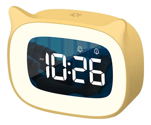 Reloj Despertador Led Con Forma De Gato Y Control De Voz