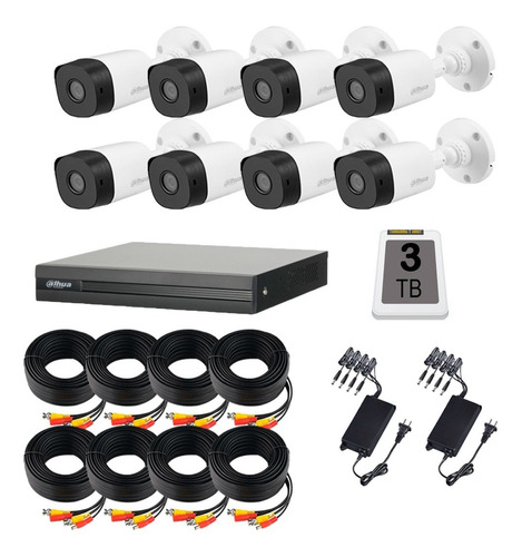 Kit Cctv Videovigilancia 8 Cámaras Dahua 2mp, Dvr 8ch 3tb