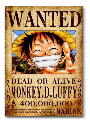 Lamina Poster Afiche A3 Monkey D Luffy One Piece Wanted W1
