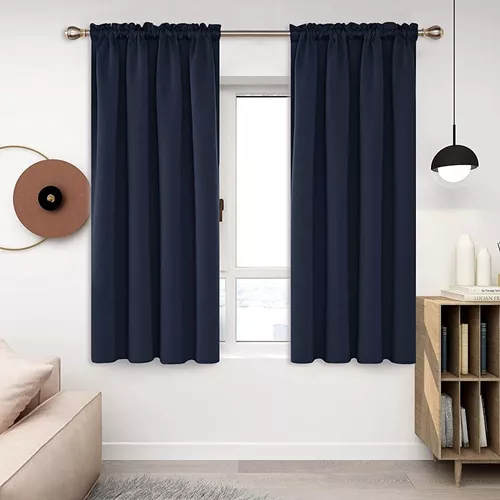 Cortinas De Ventana Pequeñas Deconovo Navy, Cortinas Cortas