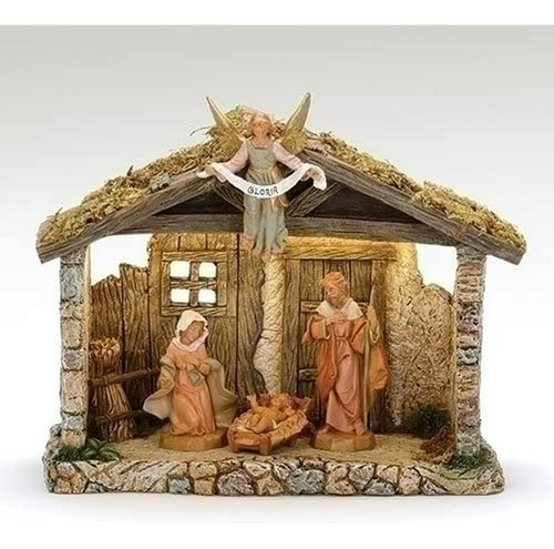 Estable Iluminado Con Figuras De La Colección Nativity, 5 