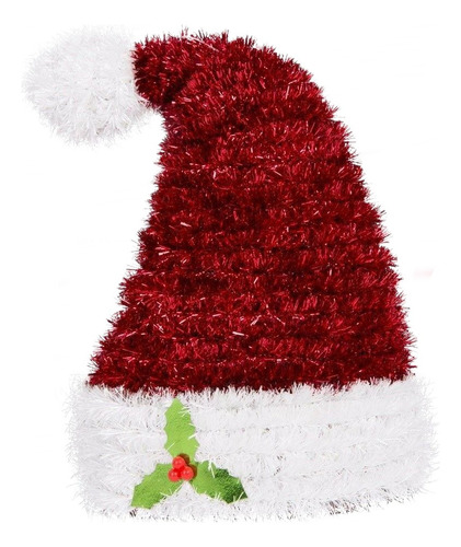 Gorro Santa Papa Noel Metalizado 14 Cm Decoracion Navidad