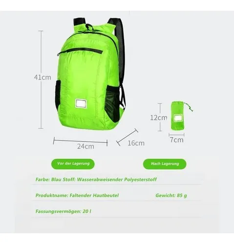 Mochila De Viaje Ultraligera 20l, Impermeable Y Plegable