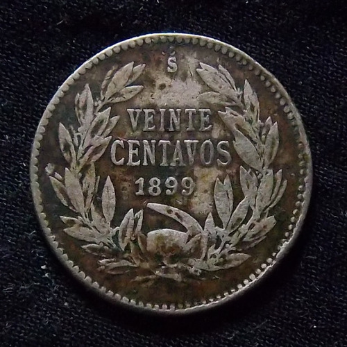 Chile 20 Centavos 1899 Mb Plata Km 151.2