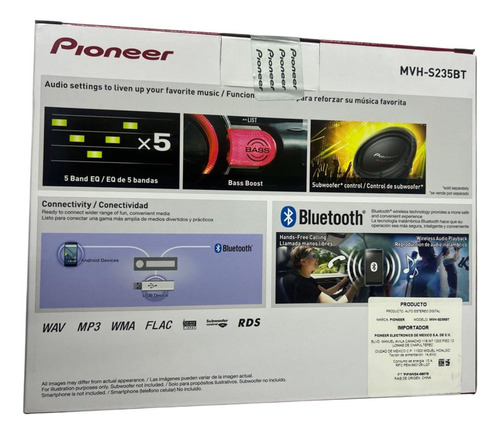 Autoestereo Pioneer Bluetooth Manos Libres Boton Bass Boost