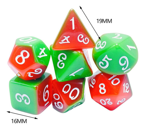 2 Juego De Dados De 7 Piezas Juego De Dados De Rojo Verde
