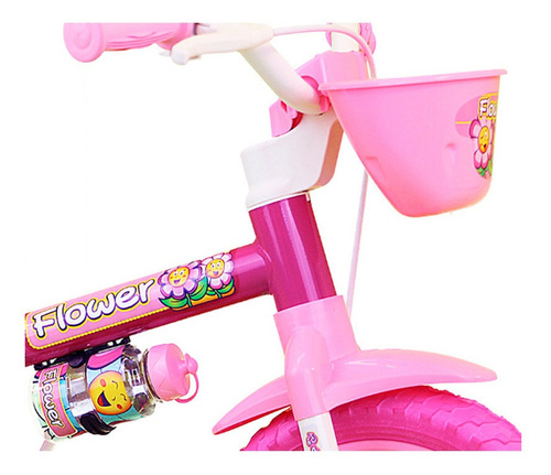 Sillín Nathor Aro 12 Flower de PU rosa para bicicleta infantil
