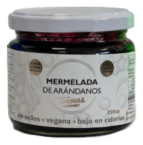 Mermelada De Arándanos Keto, Sin Azúcar, 200gr, Marca Tremus