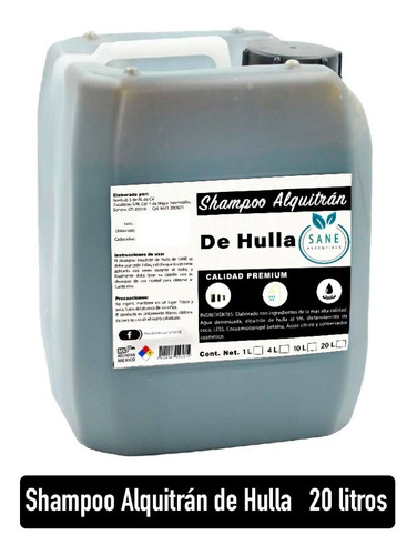  Shampoo Alquitran De Hulla Sane  Anticaspa 20 Lt