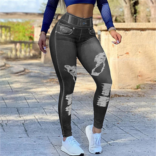 Leggins Deportivos Extragrandes Con Estampado De Temperament