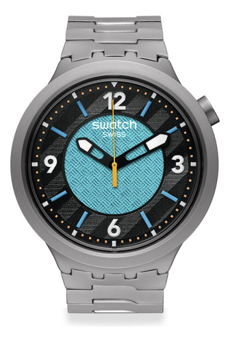 Reloj Swatch Frostbloom Sb07s116g Correa Gris Bisel Gris Fondo Gris