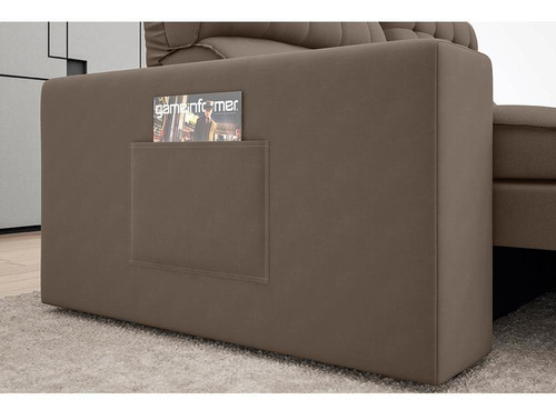 Imagem 2 de 12 de Sofá Omega Retrátil E Reclinável Velosuede Marrom 2,30m (l)