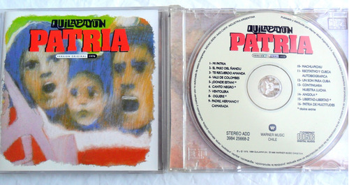 Quilapayún - Patria ( Vers. Original 1976 ) Reed. 1998 Cd Ex