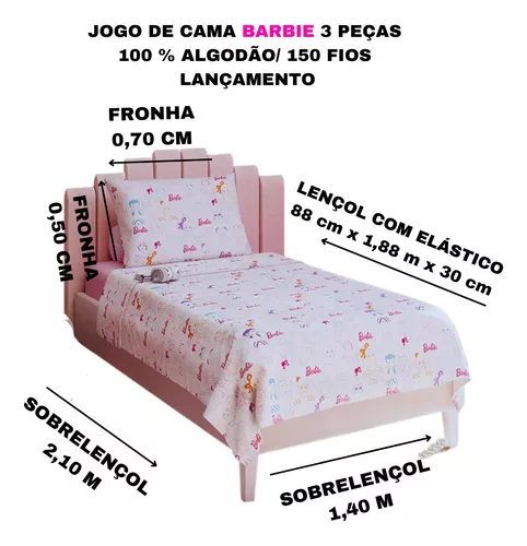 JOGO DE CAMA SOLTEIRO BARBIE SEREIA DAS PÉROLAS 3 PEÇAS ALGODÃO