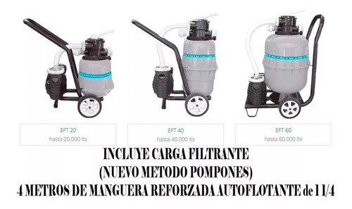 Filtro Pileta Piscina Fluvia Eft 40 Hasta 40000 Sin Interes
