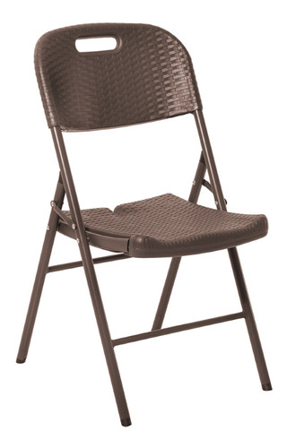 Silla Plegable Impermeable De Plástico Rattan Café - Sp9702