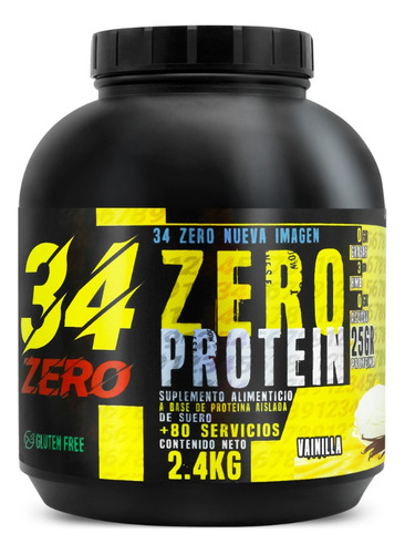 Proteína Whey Hidrolizada Isolate 34 Zero 2.4kg 80 Servicios Sabor Vainilla