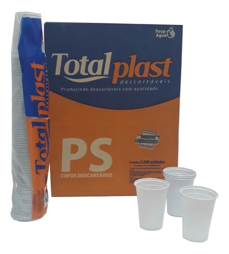 2500 vasos desechables blancos Totalplast de 180 ml (1 x)