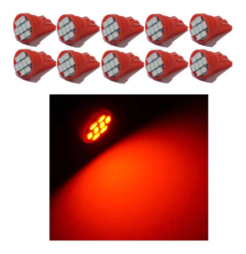 X10 Ampolletas Luz Led Cola De Pescado T10 Color Rojo