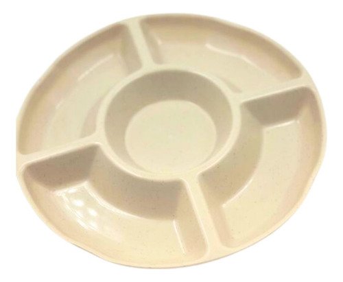 Yab - Petisqueira 5 Divisórias Redonda Petiscos Fondue Frios Salgadinho Porta Molho 23,5cm