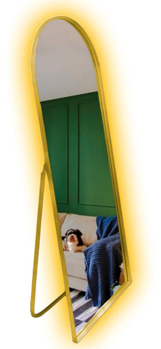 Espelho Oval Base Reta 190x40 Cm Com Led + Tripé