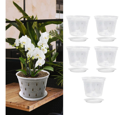 Qmx Macetas Para Orquídeas Con Con Platillo De 5 Pulgadas