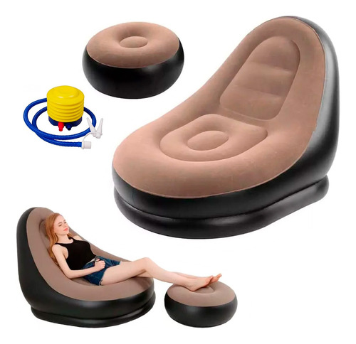 Sillón Inflable Sofá Puf Con Inflador Portátil Posapié