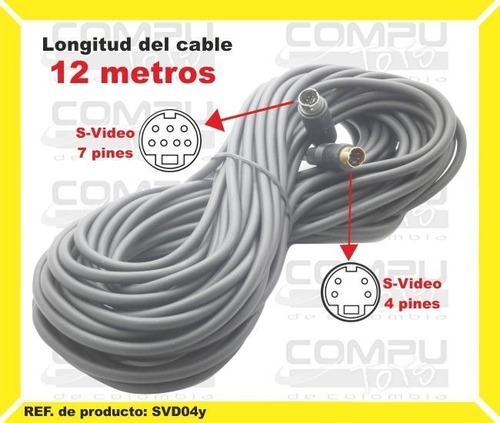 Cable S-video 7-4 Pines Machos 12m Ref: Svd04y Computoys Sas