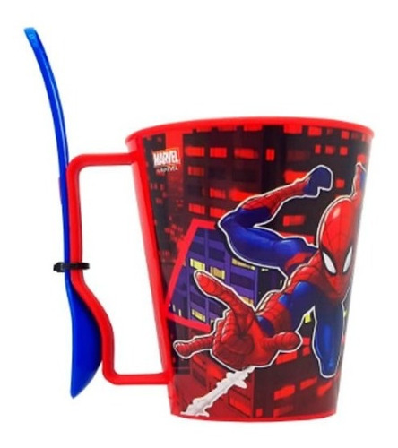 Taza Con Cuchara Spiderman Ha177 Cresko