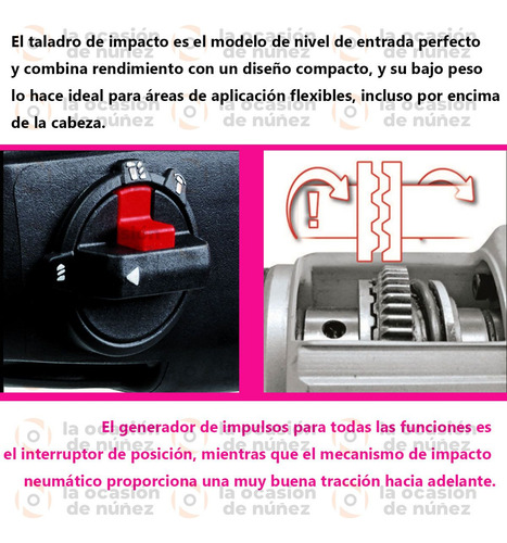 Imagen 4 de 9 de Rotomartillo Taladro Einhell Percutor 20mm Maletin Tc-rh620