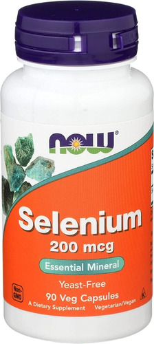 Selenio 200 Mcg 90 Cápsulas Vegetales Now Antioxidante Vegan