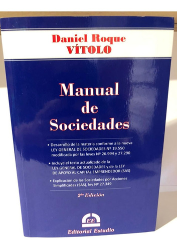 Manual De Sociedades - Actualizado - Vítolo - Ed: Estudio