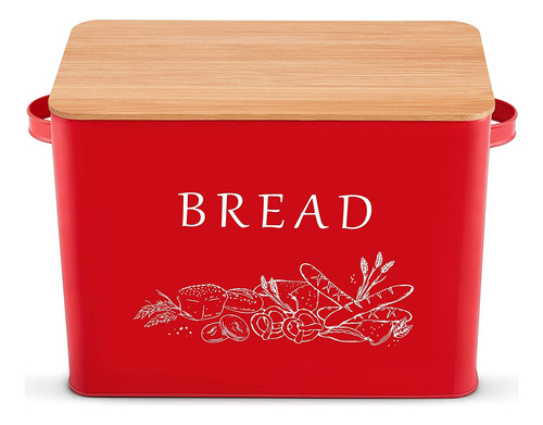 P&p Chef Red Bread Box Para Mostrador De Cocina, Contenedor 