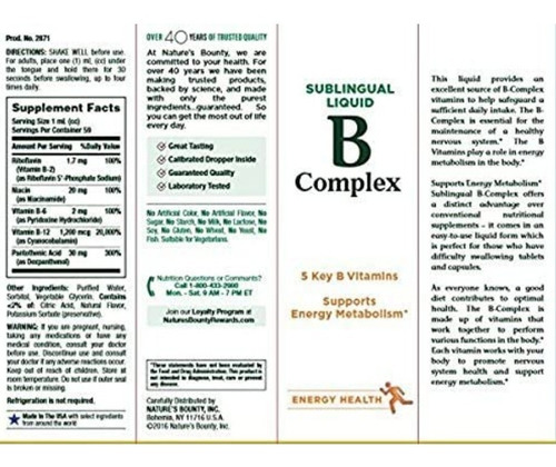 Complejo B Sublingual Con Vitamina B12 Stock Importado Stock