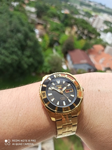 Exclusivo Seiko Sports Made In Japan Dourado Giratório