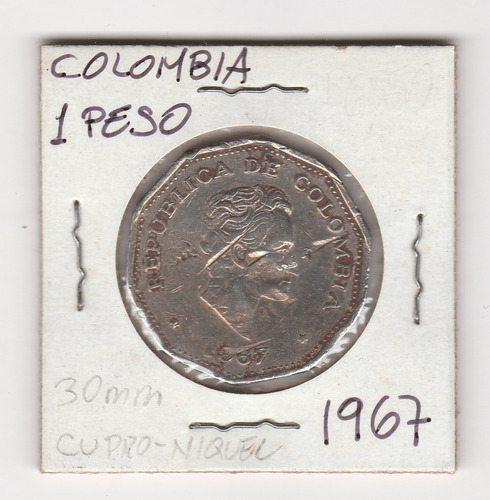 Moneda Colombia 1 Peso 1967 F