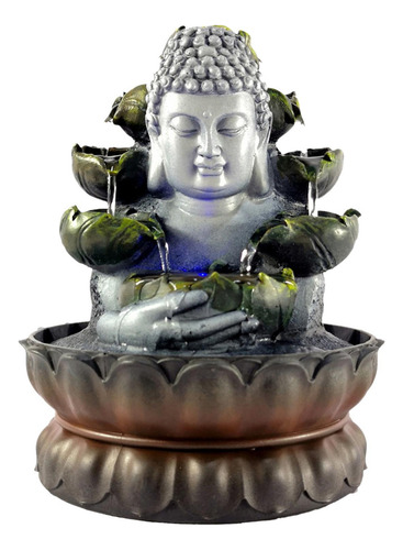 Fuente De Mesa De Buda Fengshui Cascada Patio Base Marrón