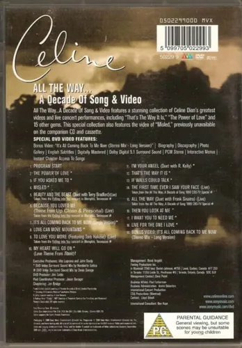Celine Dion All The Way A Decade Of Song & Video Dvd Import.