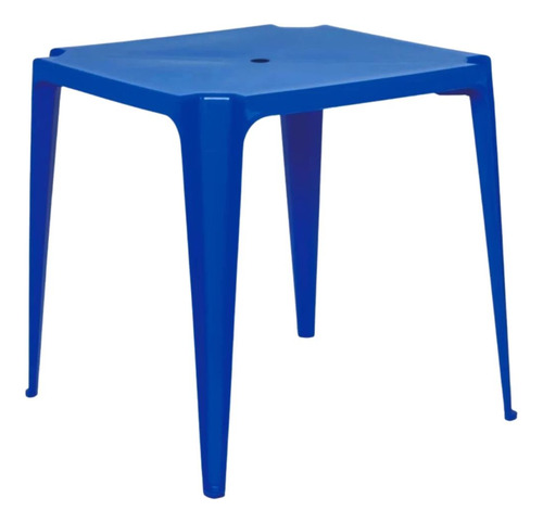 Mesa Plástica Quadrada Azul Mor 70,5 Cm X 70 Cm X 70 Cm