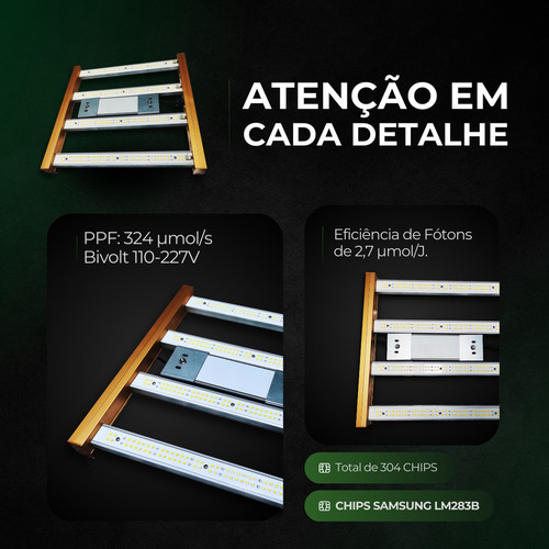 Kit 04 Led's 120w Cultivo Quantum Barra Chips Samsung Lm283b Luz Branco 127/220v