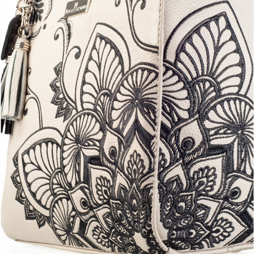 Imagen 7 de 7 de Bolsa De Piel Con Bordado Artesanal Mandala Bolso Moda Dama