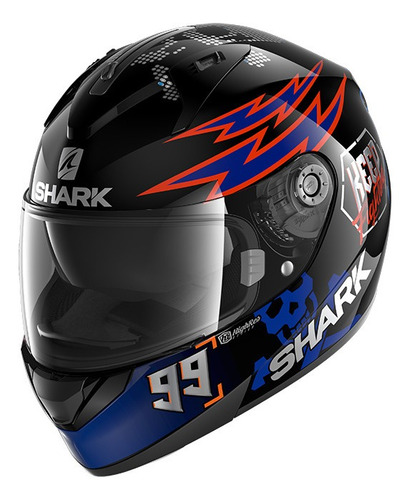 Capacete para moto  integral Shark  Ridill  black, blue e orange catalan bad boy tamanho P 