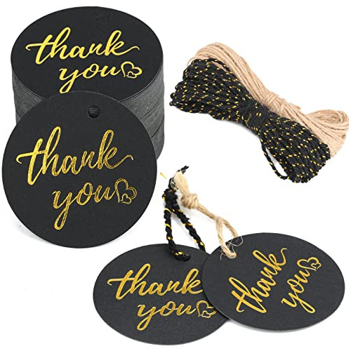 100pcs Thank You Gift Tags With String, High-end Fold G...