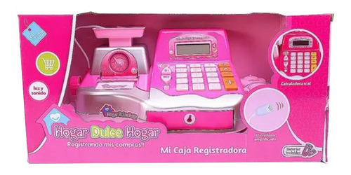 Caja Registradora Con Calculadora Y Microfono Mas Accesorios Color Rosa