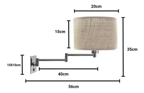 Imagen 2 de 10 de Apliques Pared 2 Veladores Modernos Pantalla Arpillera Led