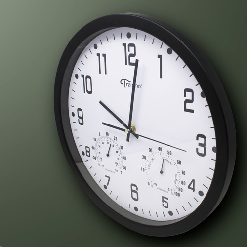 Imagen 6 de 7 de Reloj Pared Moderno Analogo Termometro E Higrómetro Trentino